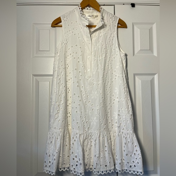 Eliza J White Eyelet Sleeveless Dress – Sz 14 EUC - Picture 4 of 13
